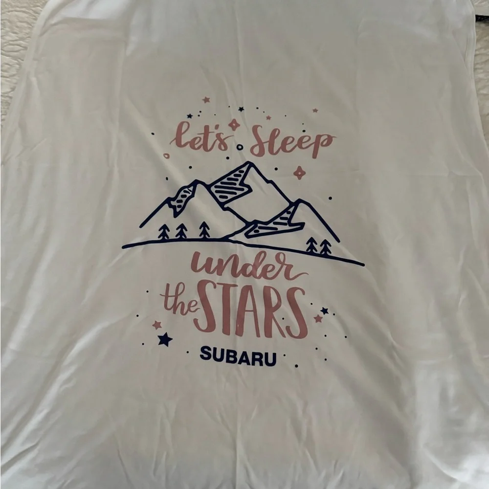 Subaru “let’s sleep under the stars” baby blanket t-shirt fabric new not used